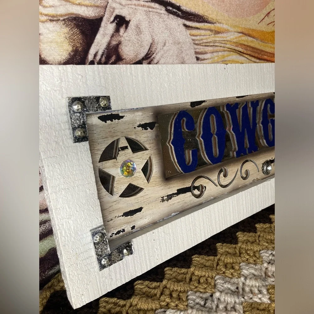 wooden mirror w/ cowgirl + rhinestones hobby lobby